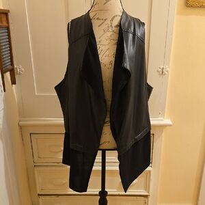Nancy O'Dell leather-look and sheer black vest Sz 3X